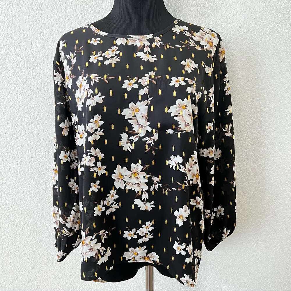 Flowy gold detail girly blouse